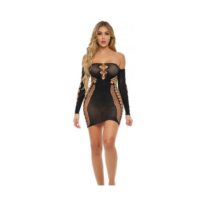Pink Lipstick Diamond Drippin Dress W/rhinestone Detail Black O/s