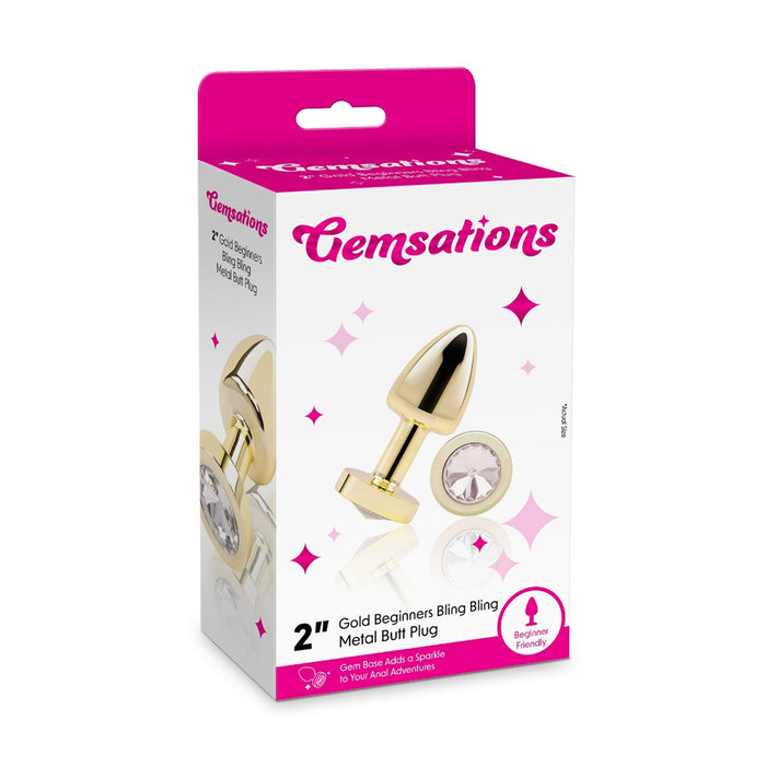 Gemsations 2" Beginners Bling Bling Metal Butt Plug Gold