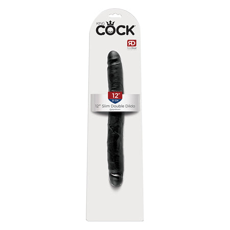 King Cock 12 Inch Slim Double Dildo - Black
