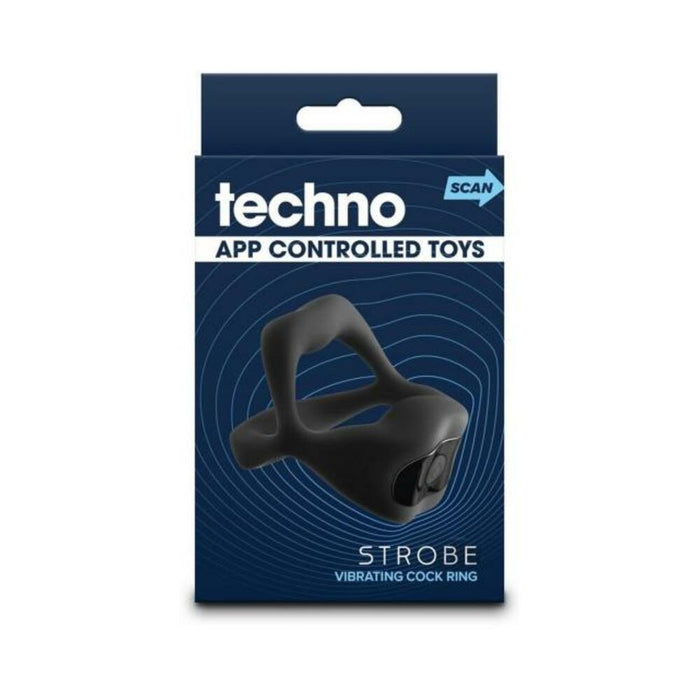 Techno Strobe App-controlled Vibrating Cock Ring Black