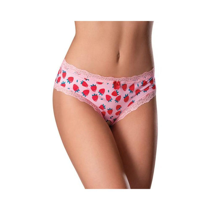 Sweet Treats Crotchless Boy Short W/wicked Sensual Care Strawberry Lube - Pink L/xl