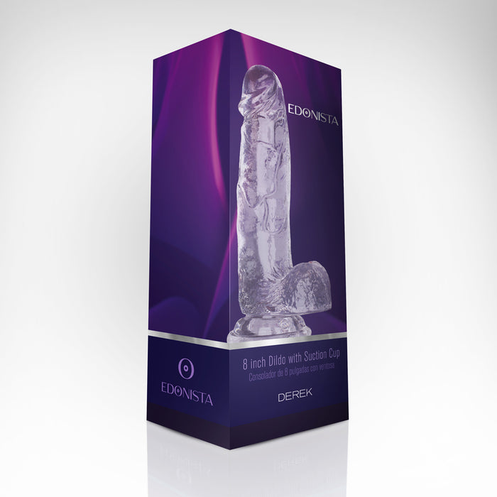 Derek 8'' Dildo With Suction Cup Clear