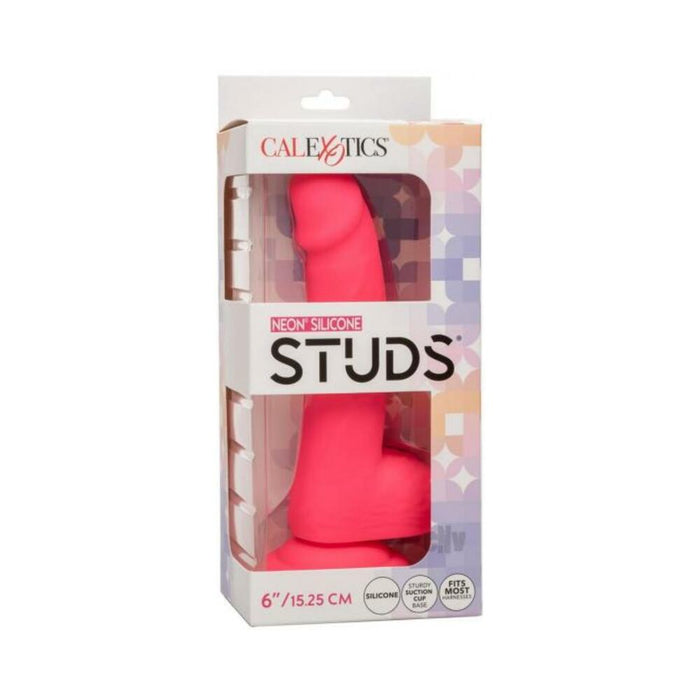 Silicone Studs Neon 6" Dildo - Pink