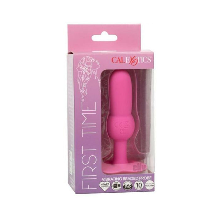 First Time Vibrating Beaded Anal Probe - Pink
