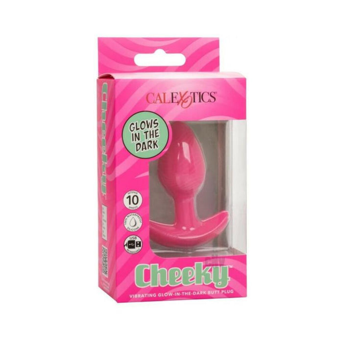 Cheeky Glow In The Dark Vibrating Butt Plug - Pink