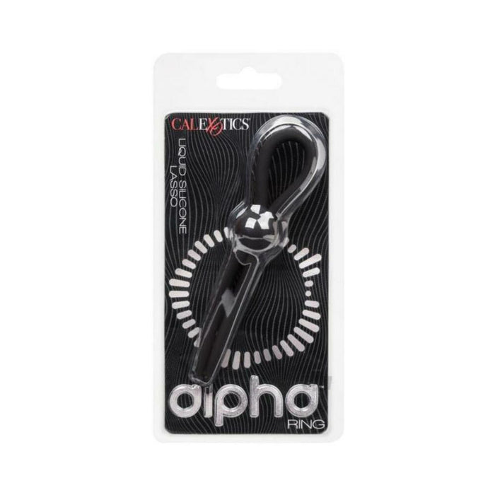 Alpha Liquid Silicone Lasso Cock Ring - Black