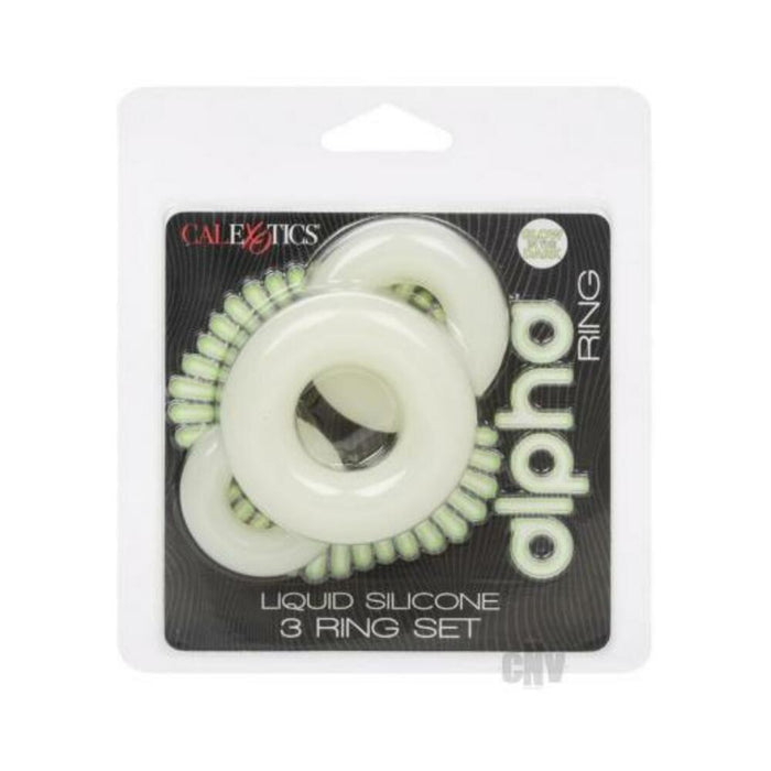 Alpha Liquid Silicone Glow In The Dark Cock Ring - Set Of 3