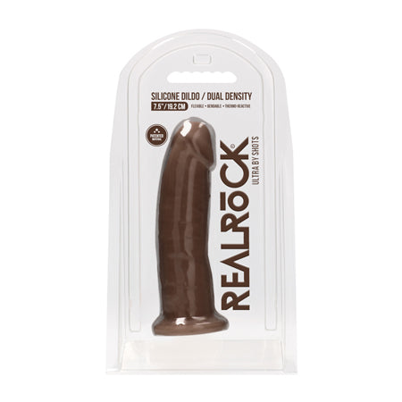 Shots RealRock 7.5 Silicone Dual Density Dildo - Brown