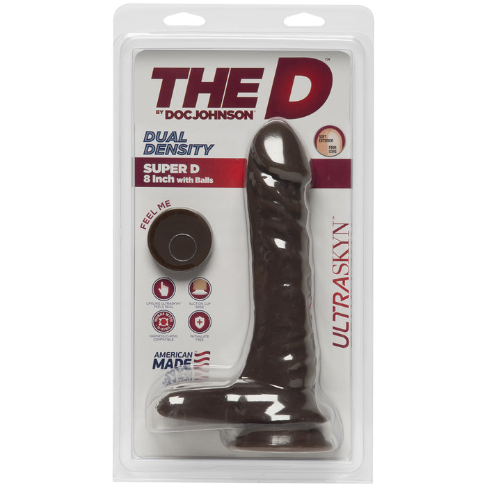 THE D SUPER D 8 W/BALLS CHOCOLATE BROWN DILDO