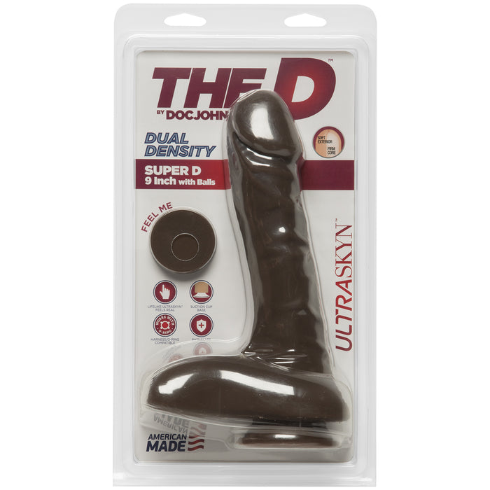 The D Super D 9 inches Dildo with Balls - Brown/Chocolate