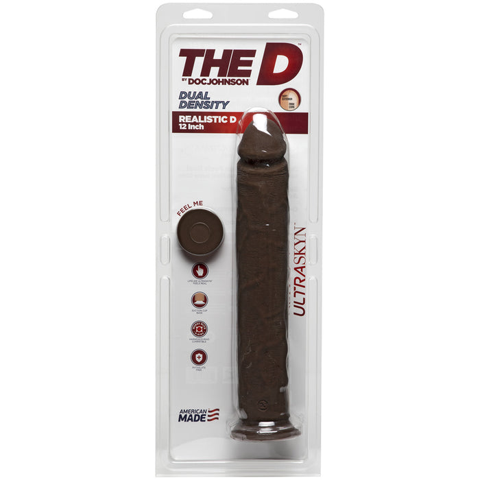 The D Realistic D 12 inches Dildo - Brown/Chocolate