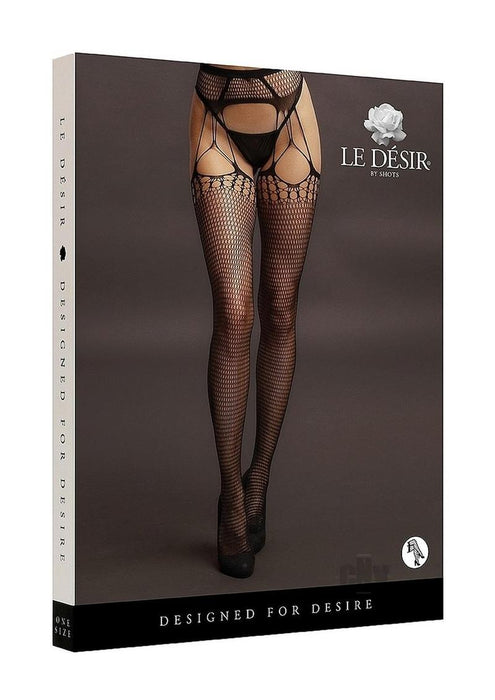 Shredded Suspender Pantyhose Os Blk