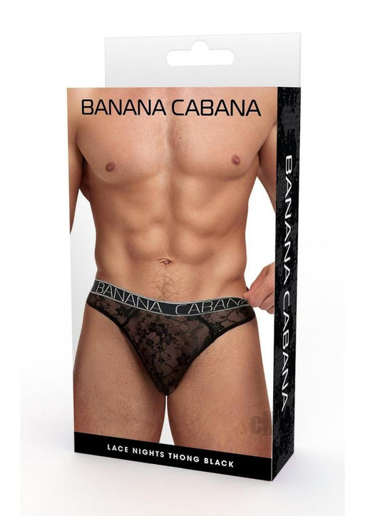 Banana Cabana Lace Nights Thong M/l Blk