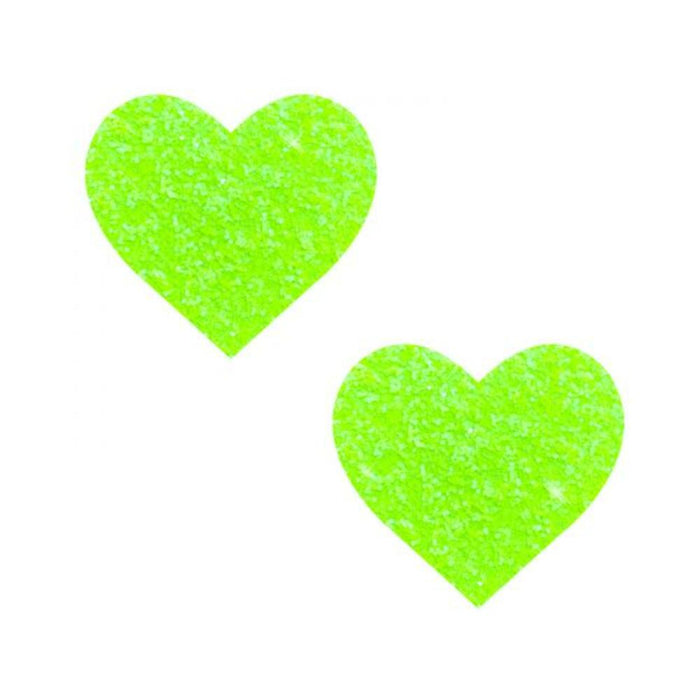 Neva Nude Super Sparkle Lemon Lime Blacklight Glitter I Heart U Nipple Pasties