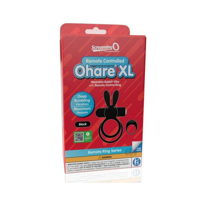 Screaming O Ohare Remote Controlled Vibrating Ring - Xl Black