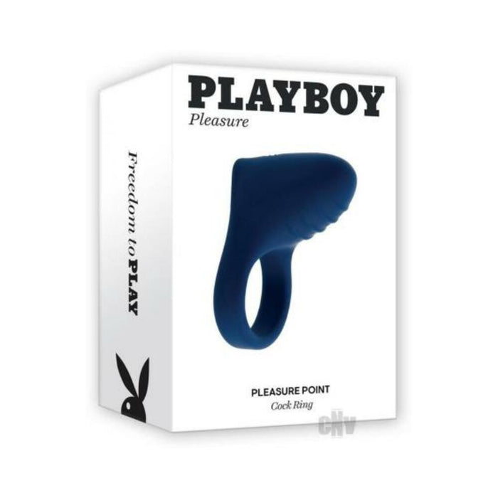 Playboy Pleasure Point Rechargeable Cockring Silicone Navy Blue