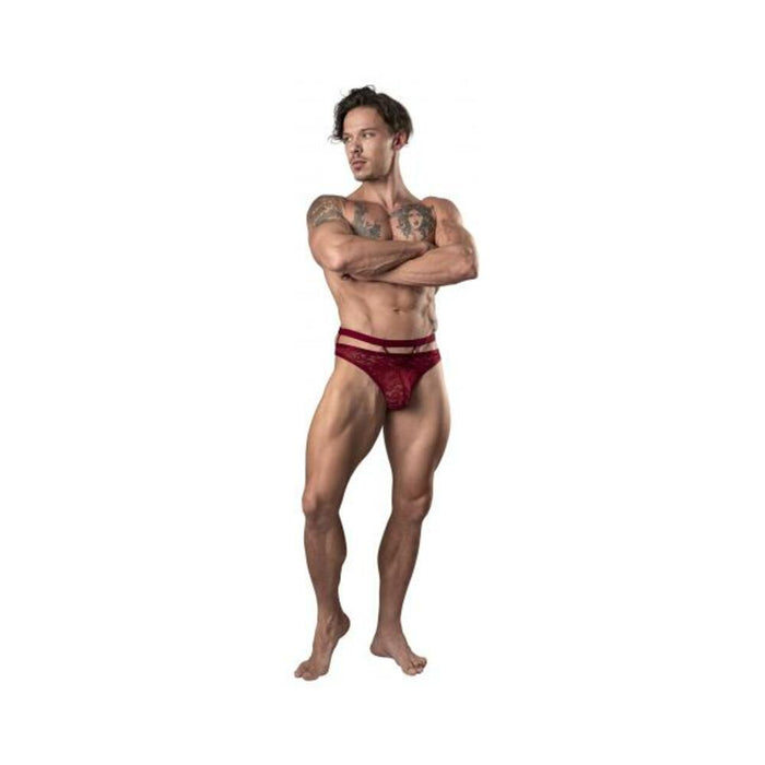 Lucifer Cutout Thong Burgundy S/m