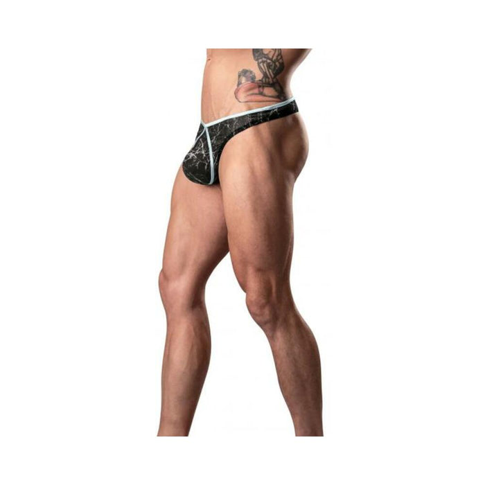 Male Power Marble Mesh Mini Thong Black S/m