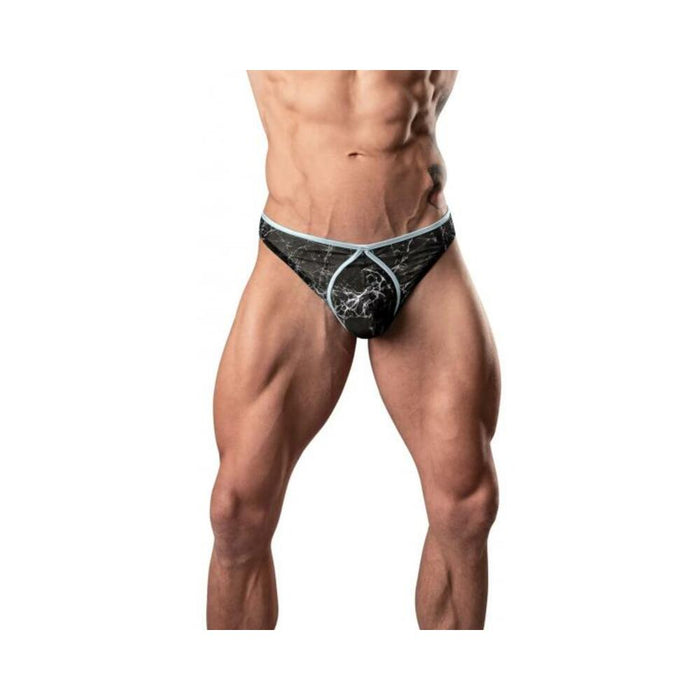 Male Power Marble Mesh Mini Thong Black L/xl