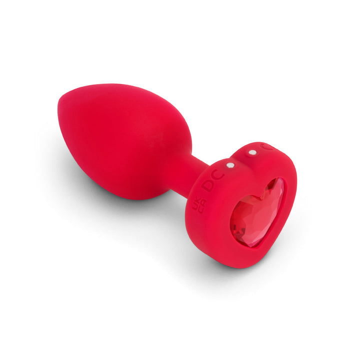 B Vibe Vibrating Heart Shaped Jewel Plug M/L Red