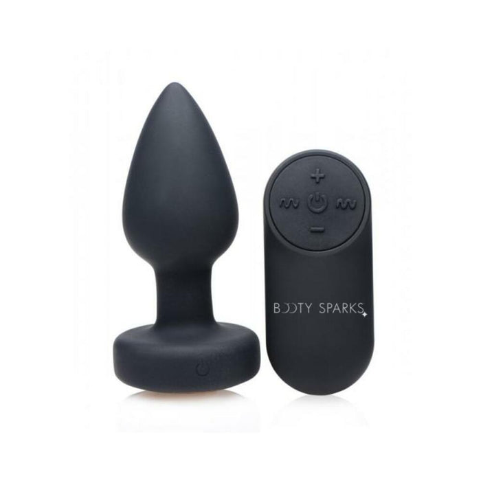 Booty Sparks Silicone Vibrating LED Anal Plug Small Black