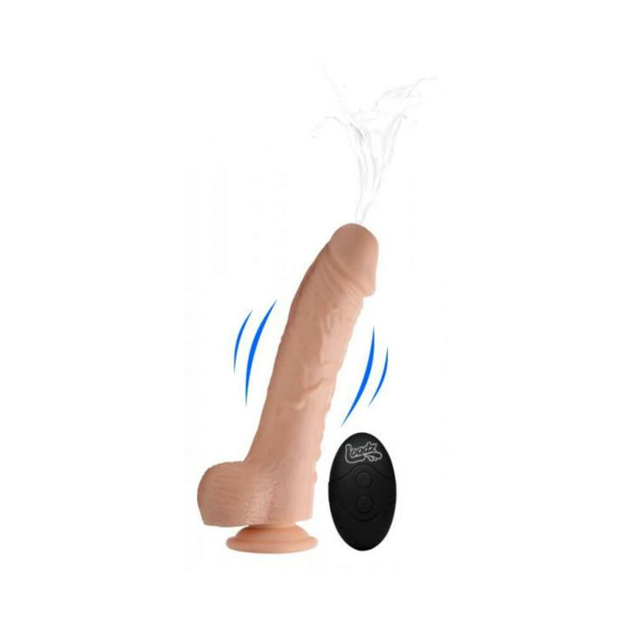 Loadz 8.5 Inches Vibrating Squirting Dildo With Remote Beige