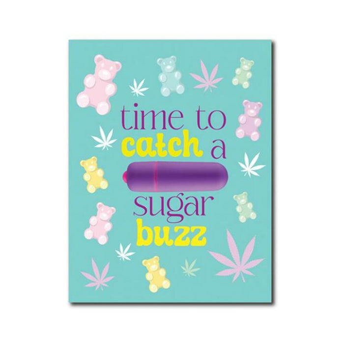 420 Foreplay Sugar Buzz Greeting Card W/rock Candy Vibrator & Fresh Vibes Towelettes
