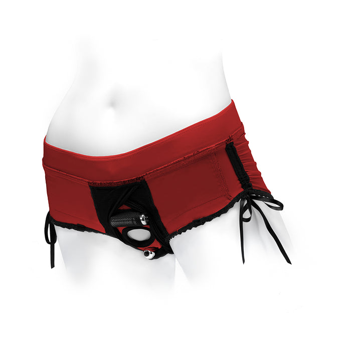 Spareparts Sasha Cinch Booty Short Harness Red/black Size S