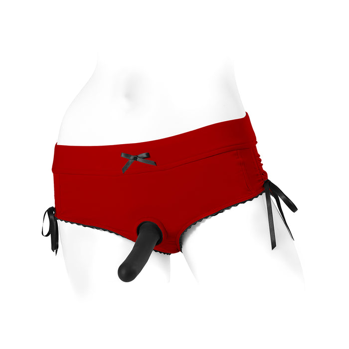 Spareparts Sasha Cinch Booty Short Harness Red/black Size S