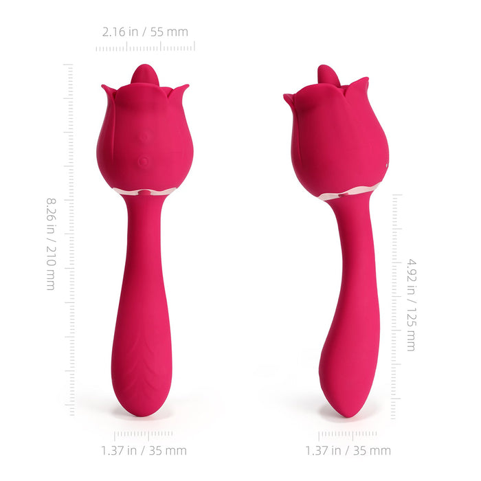 Rhea Clit Licking Tongue Rose Vibrator & G Spot Massager - Red