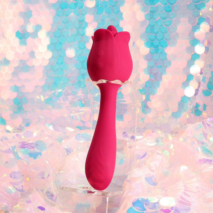 Rhea Clit Licking Tongue Rose Vibrator & G Spot Massager - Red