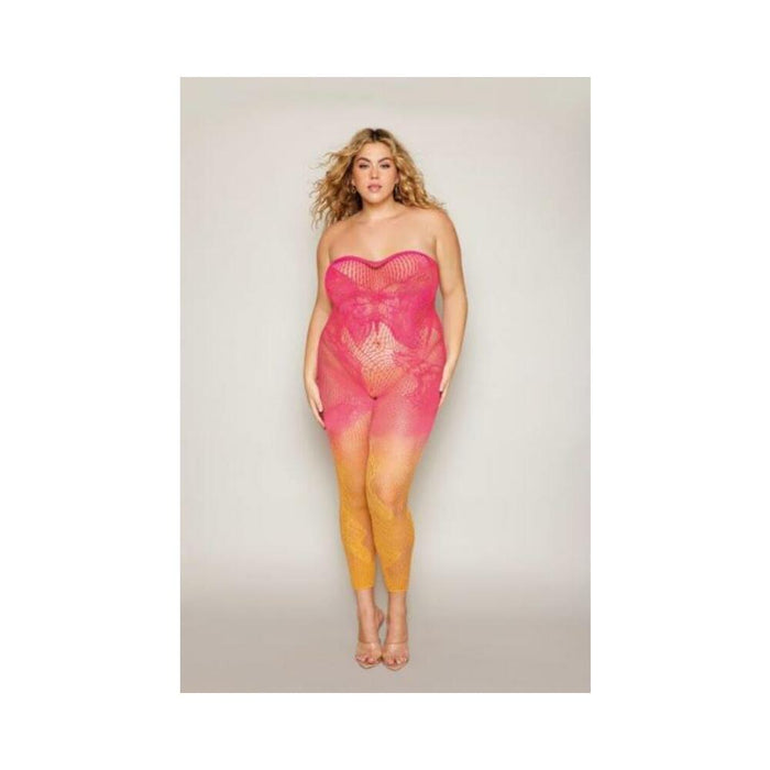 Two-tone Ombre Seamless Bodystocking Watermelon/mimosa Osq