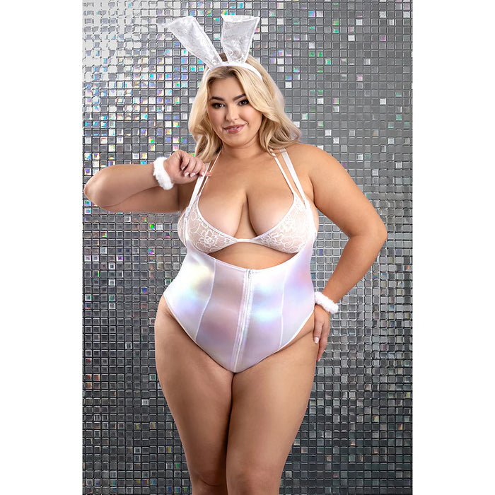 Fantasy Lingerie Bunny Hills 5-Piece Bunny Costume Set White 3XL/4XL