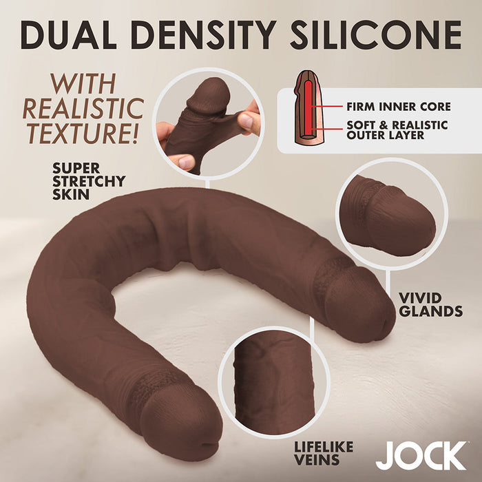 JOCK Real Skin 17.75 in. Double Dildo Dark