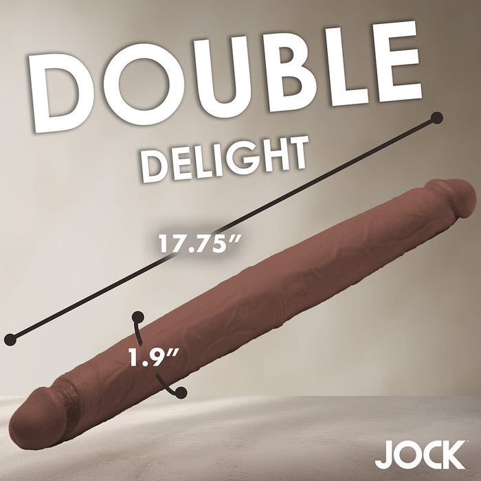 JOCK Real Skin 17.75 in. Double Dildo Dark