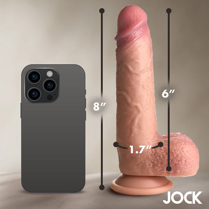 JOCK Real Skin 8 in. Silicone Dildo with Balls Medium