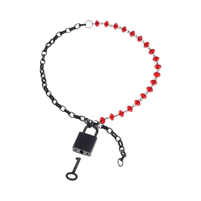 Sex & Mischief Ex's & Oh's Crystal Day Collar - Red/Black