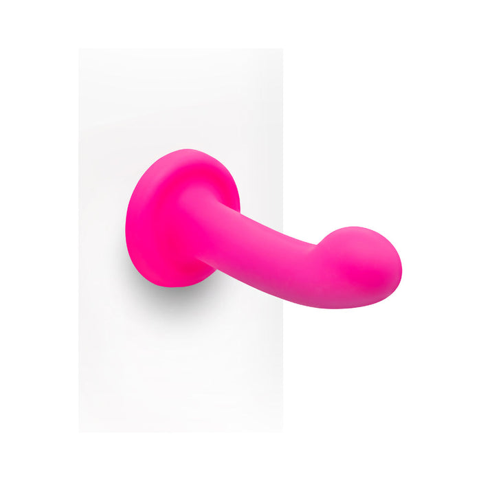 Together Pop 5 in. Silicone Dildo and Harness Set Pink