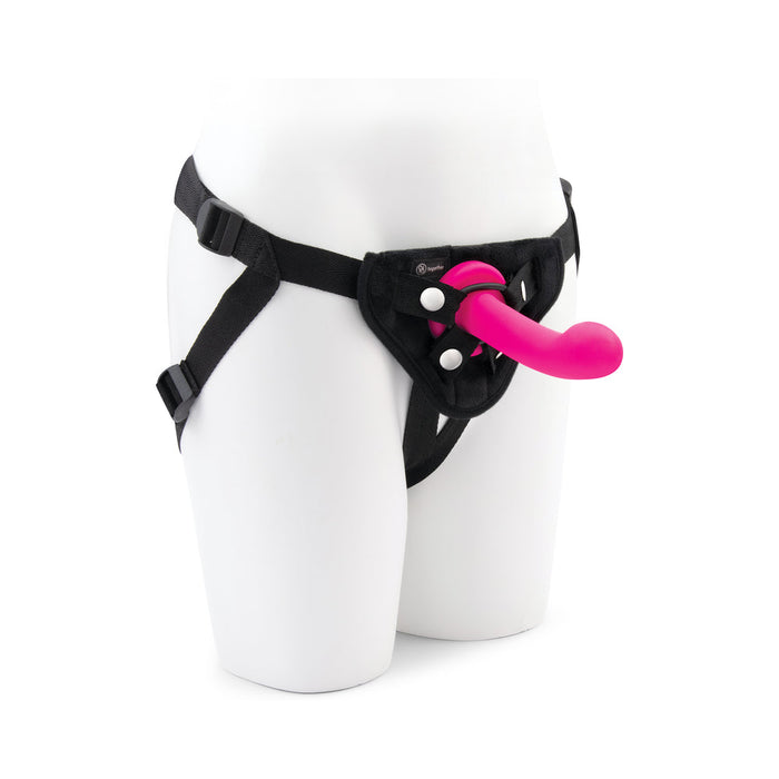 Together Pop 5 in. Silicone Dildo and Harness Set Pink