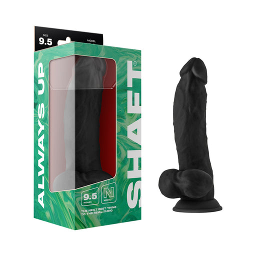 Shaft Model N 9.5 in. Liquid Silicone Dong with Balls Black