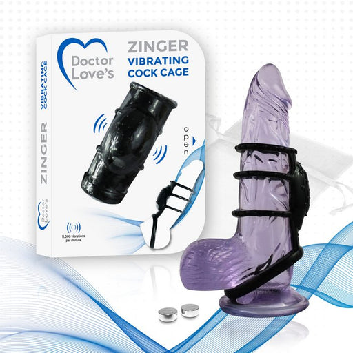 Doctor Love's Zinger Vibrating Cock Cage - Black