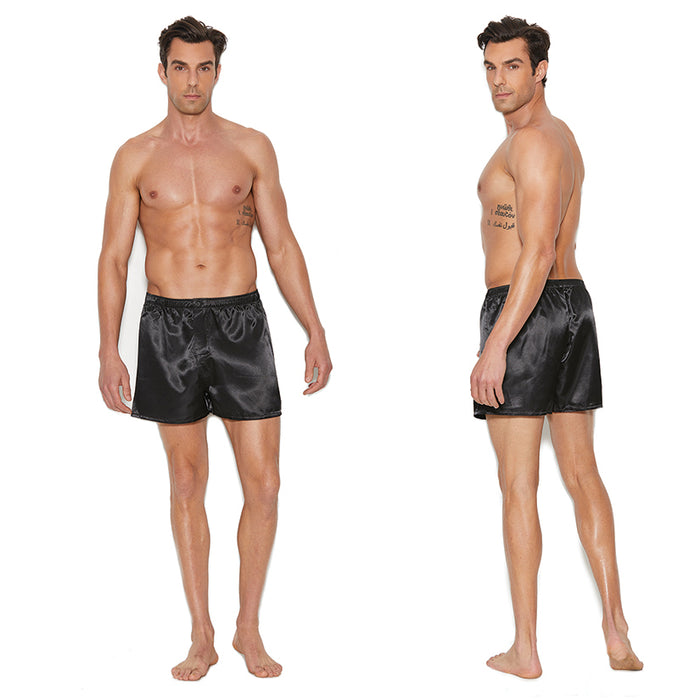 Elegant Moments Charmeuse Satin Unisex Boxer Short-Black Small