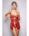 Ruby Shimmer Lace & Mesh Babydoll w/Panty - Red L/XL