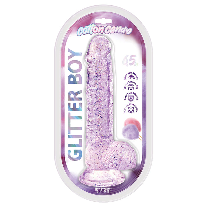 Cotton Candy Glitter Boy Jelly Glitter Dildo 6.5 in. Pink