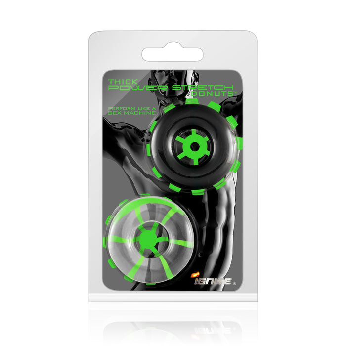 Ignite Thick Power Stretch Donuts - Black/Clear Pack of 2