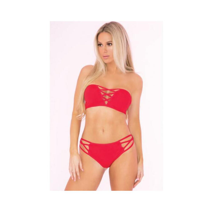 Pink Lipstick Truth Or Bare 2 Piece Bra Set Red S/M