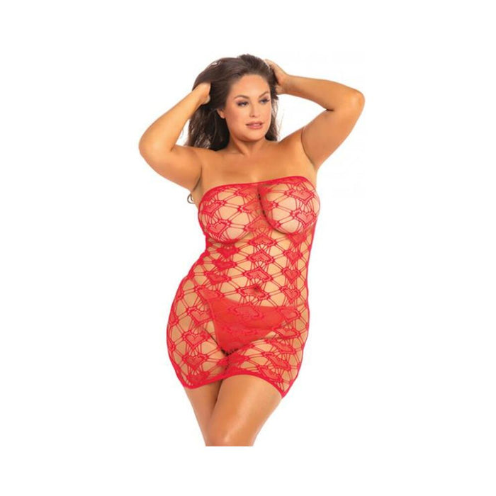 Rene Rofe Queen Of Hearts Tube Dress Red 1X-3X