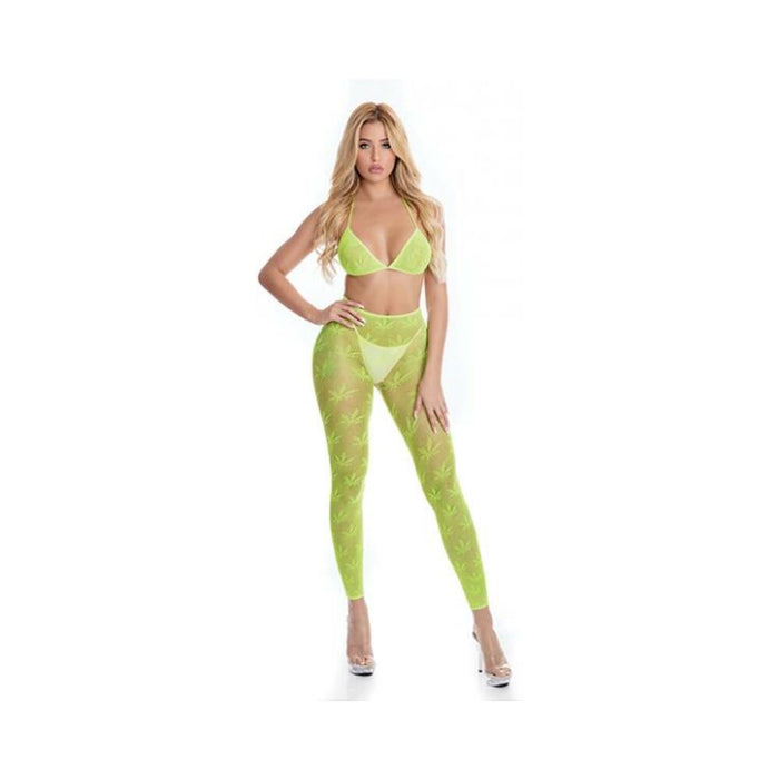 Pink Lipstick All About Leaf Bra & Leggings Green O/s