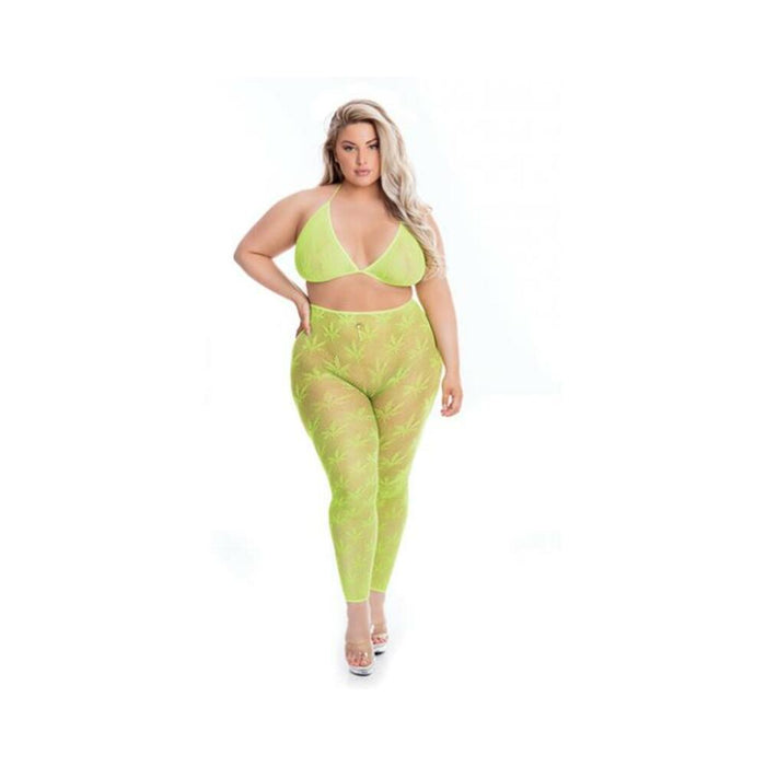 Pink Lipstick All About Leaf Bra & Leggings Green Qn