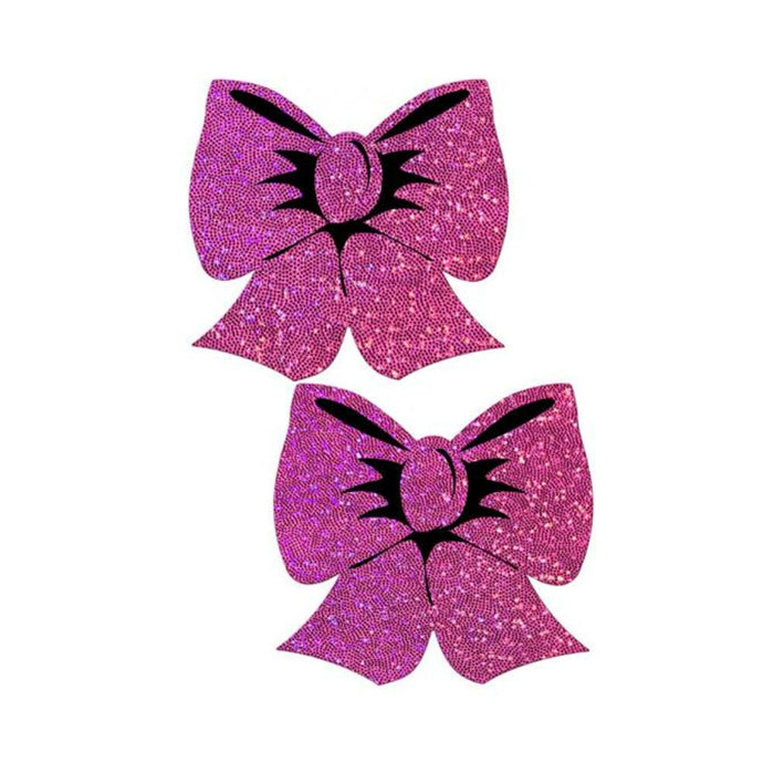 Pastease Bow: Hot Pink Glitter Bows Nipple Pasties